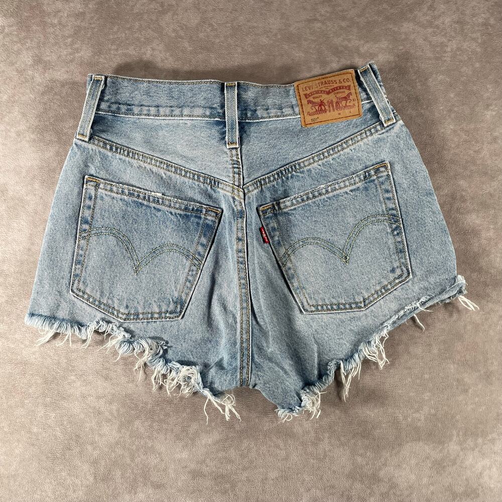 Women’s Levi’s Y2K 501 Button Fly Denim Cut Off Shorts 26”